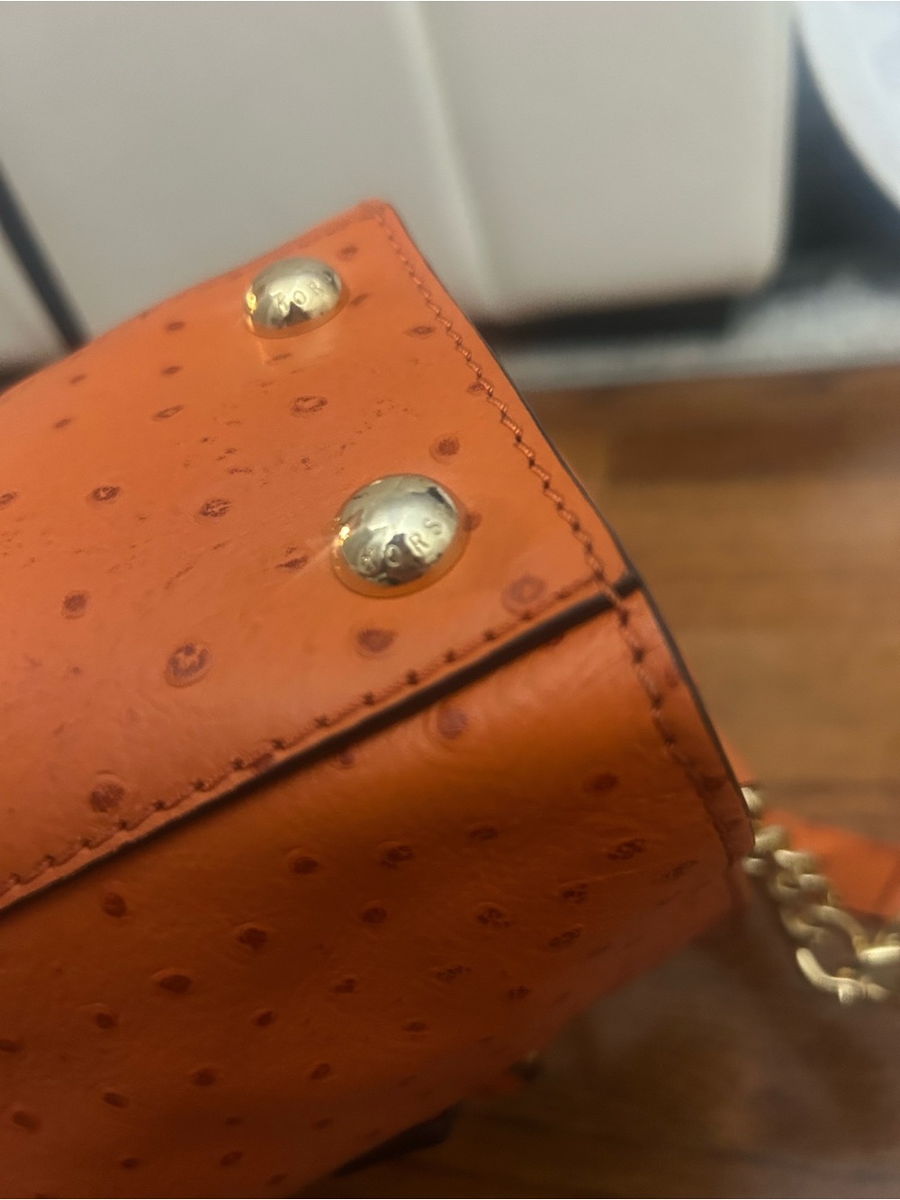 Michael Kors Orange Leather Satchel with Gold Hardware and MK Lock - Picture 7 of 13